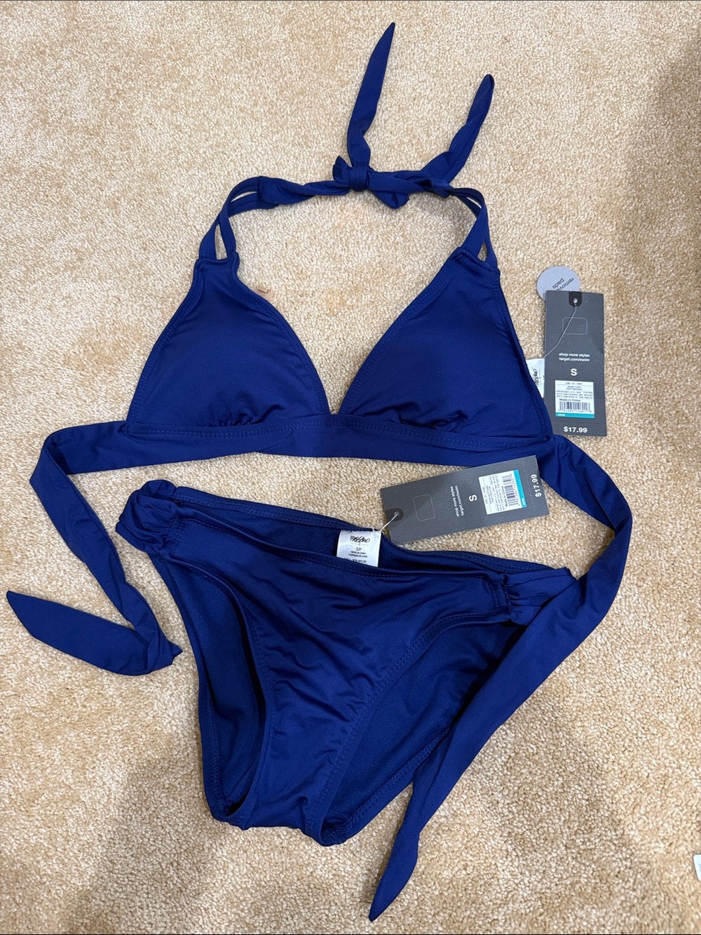 Mossimo Supply Co. Deep Blue Tie Triangle Bikini
